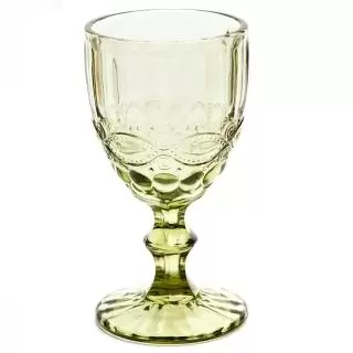 Copa vino-agua 10onz arabescos verde vintage oct