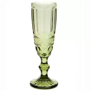 Copa champaña 5.5onz arabescos verde vintage oct