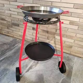 Kit paellero -paellera 46cm + quemador y soporte con ruedas garcima