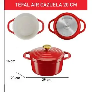 Cocotte af 20cm c/tapa air rojo Tefal