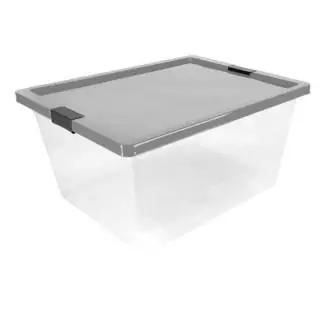 Caja organizadora con broches y ruedas 55LT natural-gris Estra