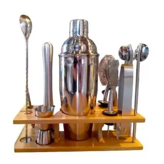 Kit coctelero acero inox 13pzs + base Lisajom