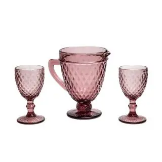 Set jarra y 2 copas barroco uva Oct