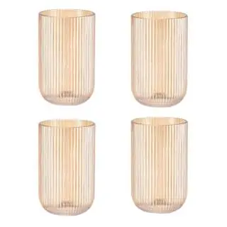 Set X4 vasos acanalado dorado 14.5OZ Oct