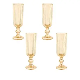 Set X4 copas para champagne acanalado dorada 5.4OZ Oct