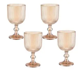 Set X4 copas para vino acanalado dorado Oct