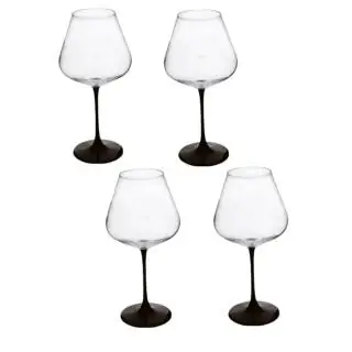 Set X4 copas para vino 20OZ tallo negro Alumar