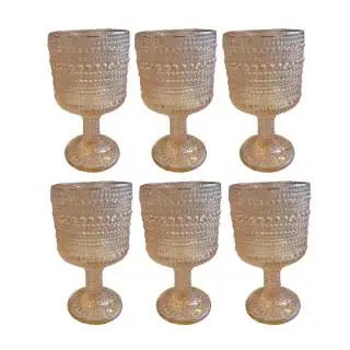Set X6 copas vino-agua 11ONZ barroco ambar vintage Alana