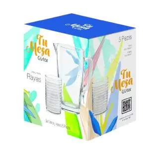 Set jarra rayas 5PZ estuche ls Cristar