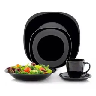 Vajilla 20pzs carine cuadrada negro Luminarc