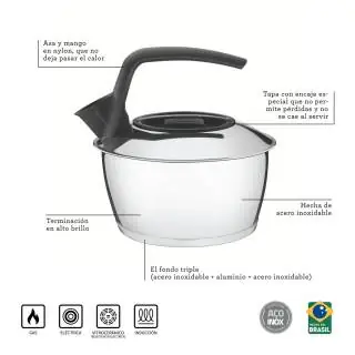 Tetera 1.5lt acero inox Tramontina