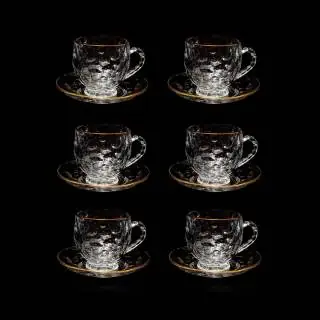 Set de cafe 12pzs corrugado borde dorado Alana